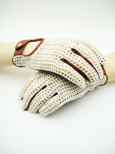 Luvas Novas de Condução em Pele e Crochet - Modelo Daytona